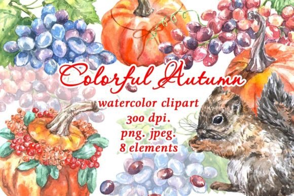 Autumn Harvest Grape Watercolor Clipart for Lifestyle & Editorial Blog Design