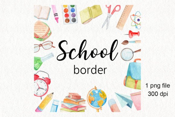 Back to School Watercolor Border Png