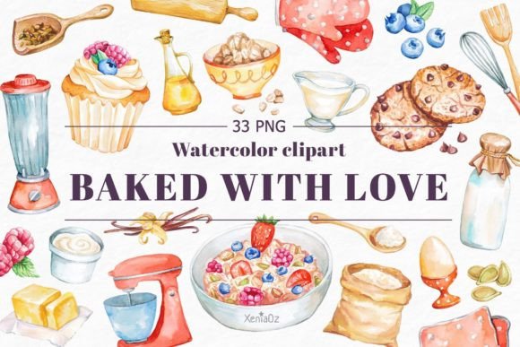 Baking Watercolor Clipart: Illustrations for Local Brands