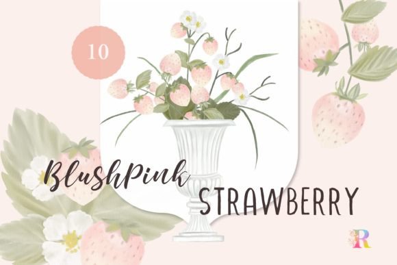 Blush Pink Strawberry Watercolor Clipart for Creative Sellers