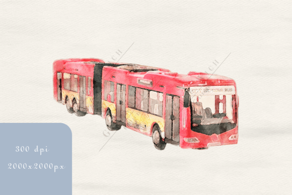 Bus Watercolor Clipart: A Niche Illustration for Creative Sellers