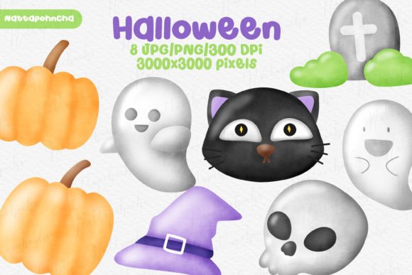 Cute Halloween Watercolor Illustrations for Blog & Content Design