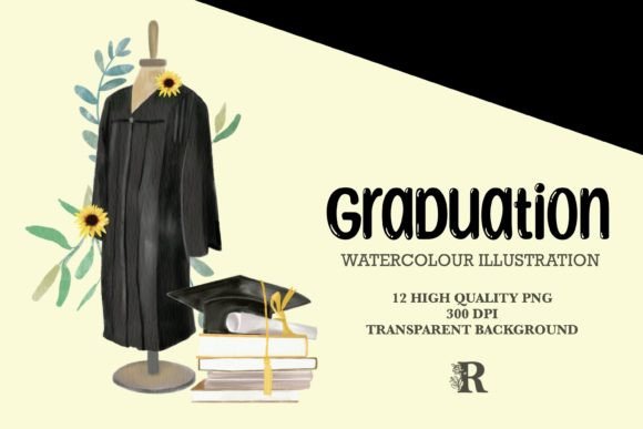 Graduation Watercolor Clipart Set: Illustrations Review