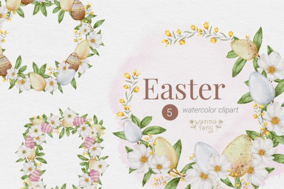 h1Watercolor Easter Wreath Clipart for Illustrations and Digital Product Sellers/h1