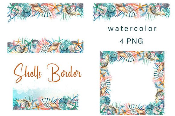 Shells Watercolor Clipart for Ocean-Inspired Crafting & Handmade Business Design