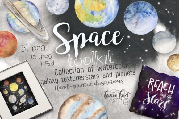 Space Toolkit Watercolor Planets Illustrations Review