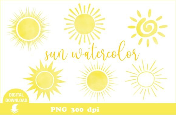 Sun Clipart Watercolor Illustrations for Real Design Projects