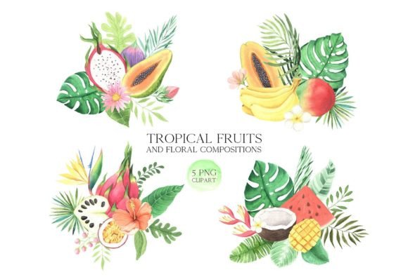 Tropical Charm in Every Stitch: A Designer’s Take on Watercolor Tropical Fruits Arrangements