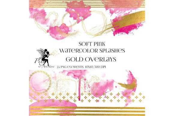 Watercolor and Gold Overlay Illustrations for Branding