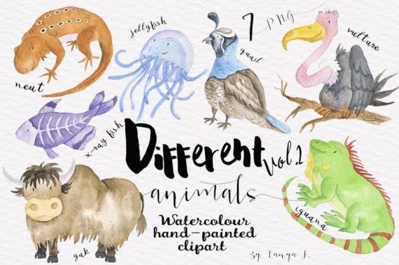 Watercolor Animals Clipart: Illustrations for Digital Sales