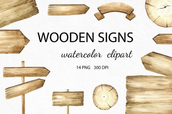 Watercolor Clipart of Wooden Signs Illustrations Review