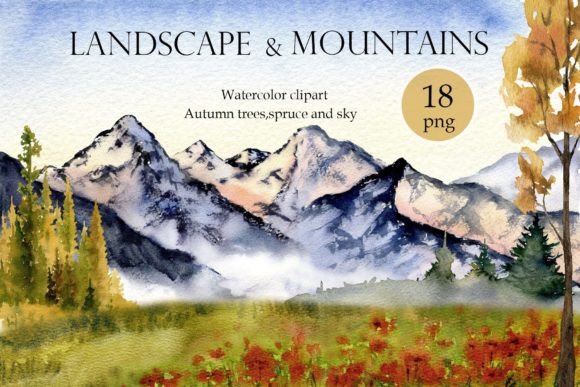 Watercolor Forest Landscape Illustrations for Crafts