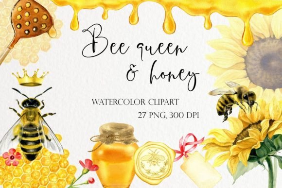 Watercolor Honey Bee Clipart PNG