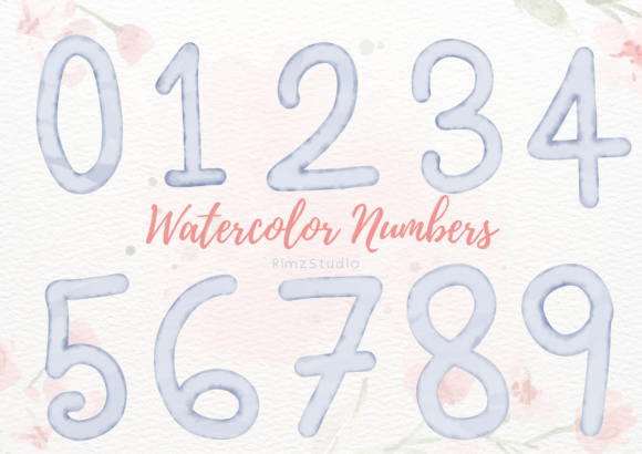 Watercolor Numbers PNG Clipart Illustrations for Crafters