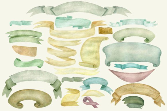 Watercolor Ribbon Clipart & Vintage Frame Illustrations for Creative Sellers