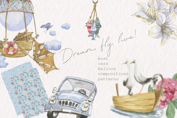 Watercolor Transport Illustrations: A Crafter’s Dream for Handmade Design