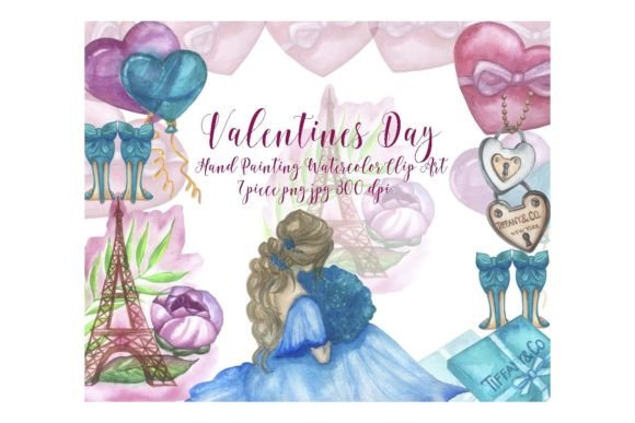 Watercolor Valentine's Day Girl Illustrations Review