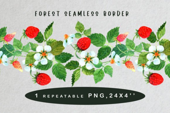 Watercolor Wild Strawberry Border: A Handmade Crafter’s Dream Illustration