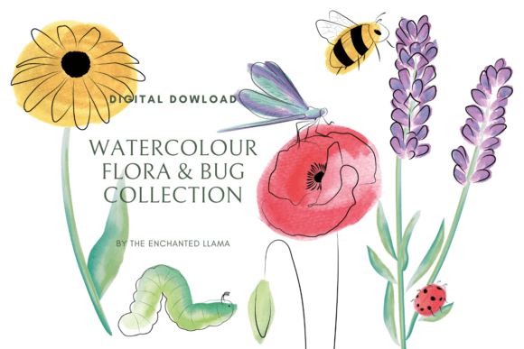 Watercolour Flora and Bug Collection – A Fresh Illustration Bundle for Creative Sellers