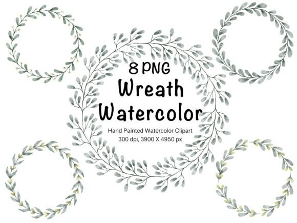 Wreath Watercolor Clipart PNG for Illustrations